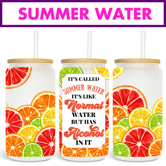 Summer Water 16oz Frosted Libbey Glass Can add 3D Fruit Topper