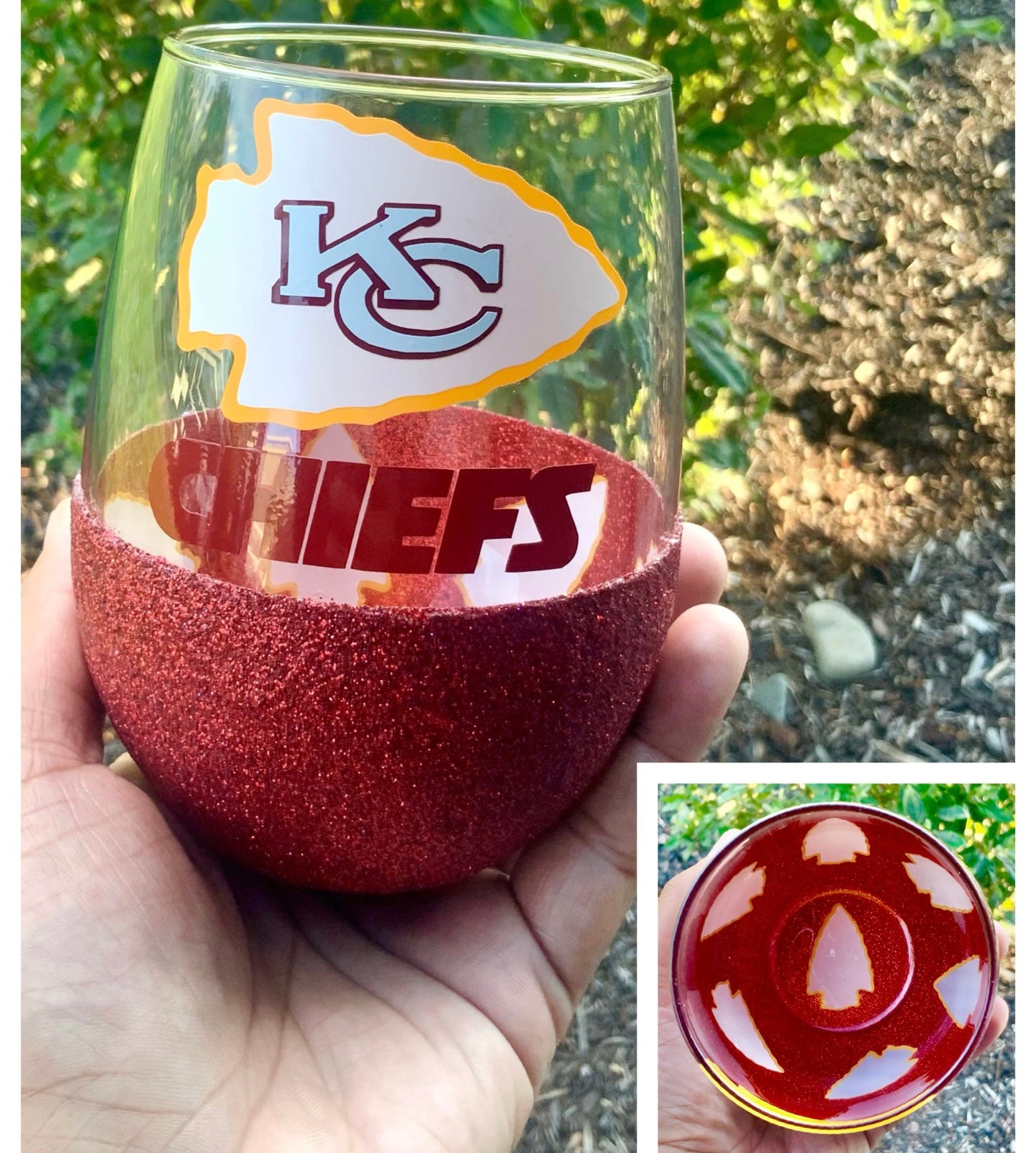 Peak-A-Boo Glitter Stemless NFL Football Wine Glass