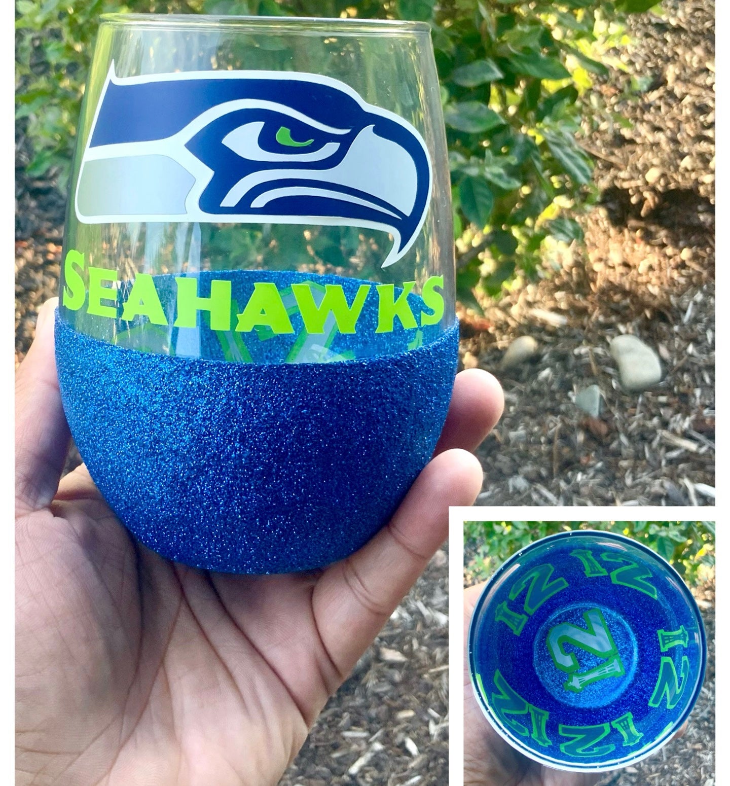 Peak-A-Boo Glitter Stemless NFL Football Wine Glass